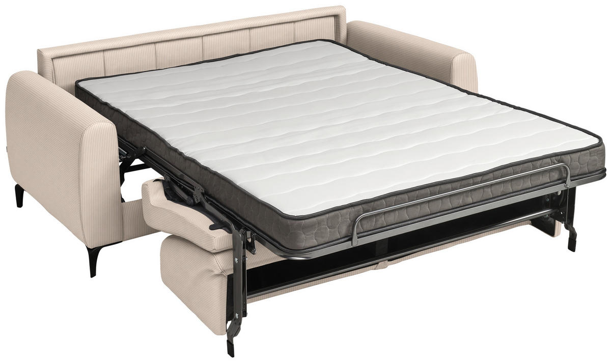 SCHLAFSOFA  in Cord Creme  - Creme/Schwarz, KONVENTIONELL, Holz/Textil (203/88/102cm) - Novel