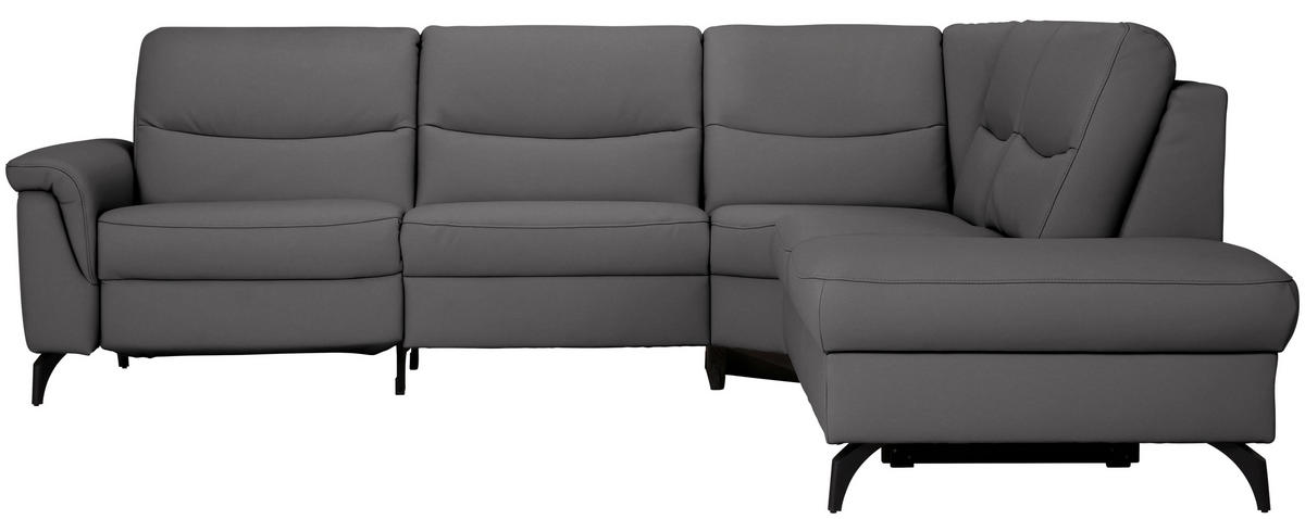 ECKSOFA in Echtleder Grau  280/249 cm  - Anthrazit/Grau, Design, Leder/Metall (280/249cm) - Himolla Komfortklass