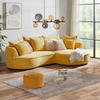 ECKSOFA LEVI Senfgelb Velours, Struktur  - Senfgelb/Schwarz, MODERN, Kunststoff/Textil (287/168cm) - Livetastic