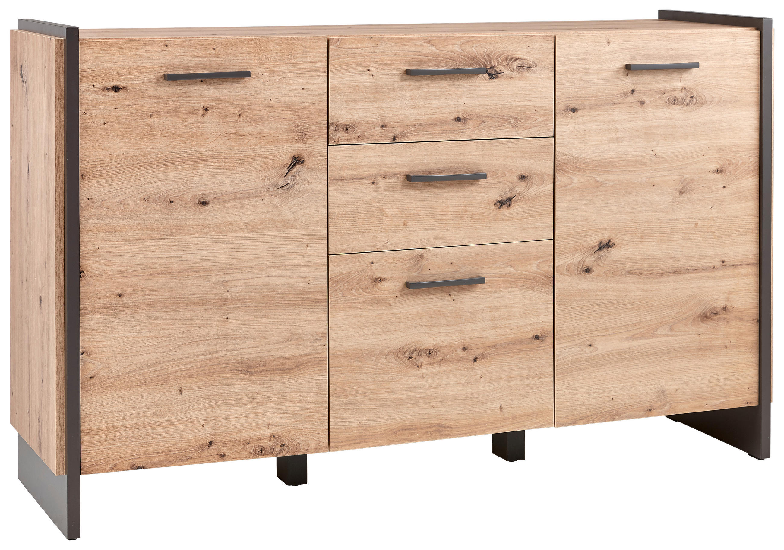 SIDEBOARD Eiche Artisan - Eiche Artisan/Grau, Design, Holzwerkstoff/Kunststoff (141,8/86,1/41,3cm) - Hom`in