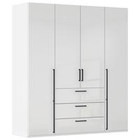 DREHTÜRENSCHRANK 201/223/61 cm,  in Weiß, Weiß Hochglanz, 4-türig  - Weiß Hochglanz/Schwarz, Basics, Holzwerkstoff/Metall (201/223/61cm) - Novel