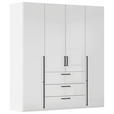 DREHTÜRENSCHRANK 201/223/61 cm,  in Weiß, Weiß Hochglanz, 4-türig  - Weiß Hochglanz/Schwarz, Basics, Holzwerkstoff/Metall (201/223/61cm) - Novel