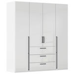 DREHTÜRENSCHRANK 201/223/61 cm,  in Weiß, Weiß Hochglanz, 4-türig  - Weiß Hochglanz/Schwarz, Basics, Holzwerkstoff/Metall (201/223/61cm) - Novel