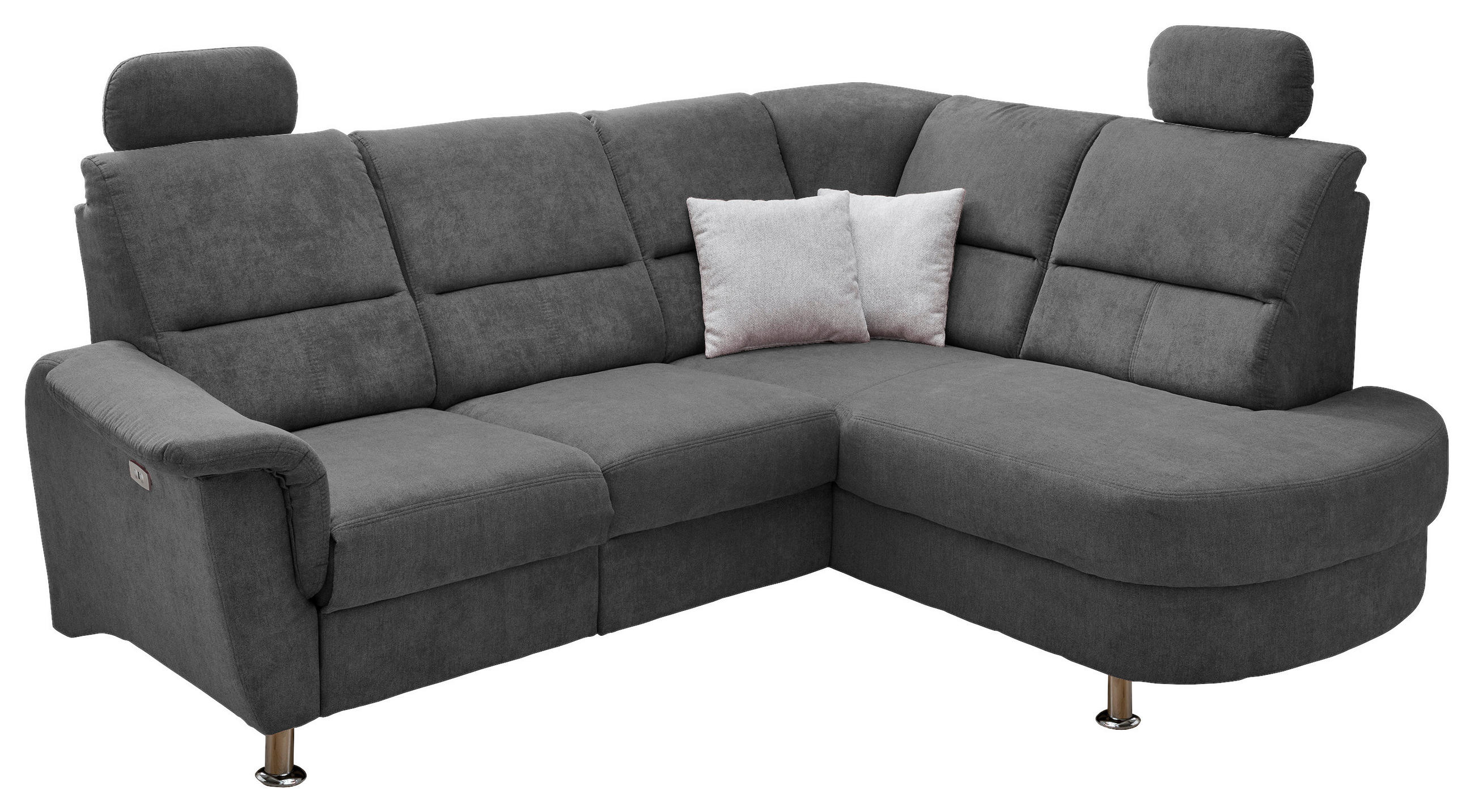 ECKSOFA Anthrazit Mikrofaser - Chromfarben/Anthrazit, KONVENTIONELL, Textil/Metall (231/184cm) - Livetastic