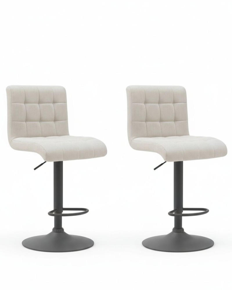 BARHOCKER-SET Webstoff, Mikrofaser Beige Stahl erweiterbar, Sitzfläche 360° drehbar  - Beige/Schwarz, MODERN, Textil/Metall (47/93-114/57cm) - MID.YOU