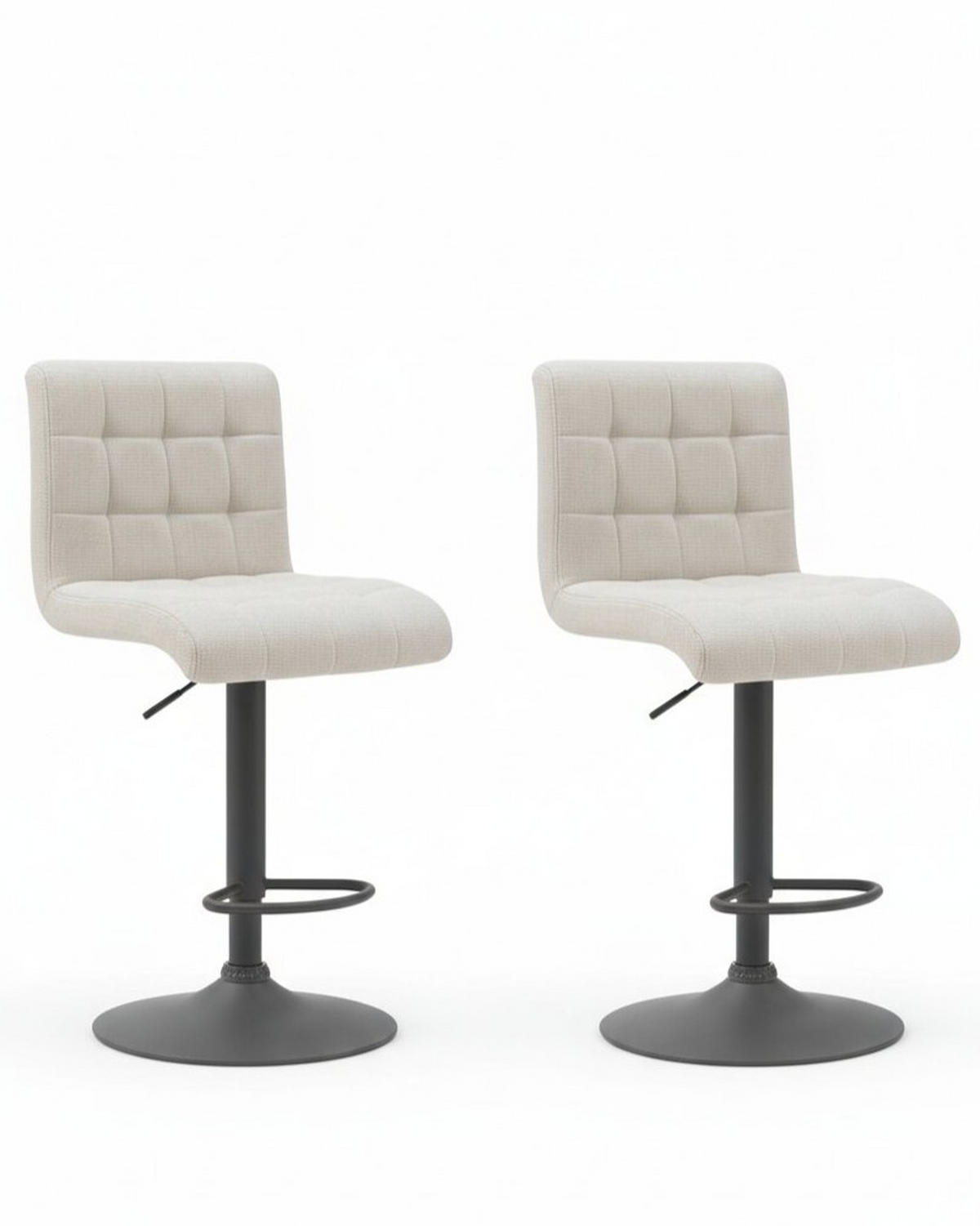 BARHOCKER-SET Webstoff, Mikrofaser Beige Stahl erweiterbar, Sitzfläche 360° drehbar  - Beige/Schwarz, MODERN, Textil/Metall (47/93-114/57cm) - MID.YOU