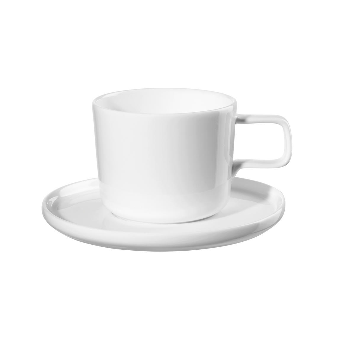 KAFFEETASSE MIT UNTERTASSE A TABLE OCO  - Weiss, Basics, Keramik (8/7cm) - ASA