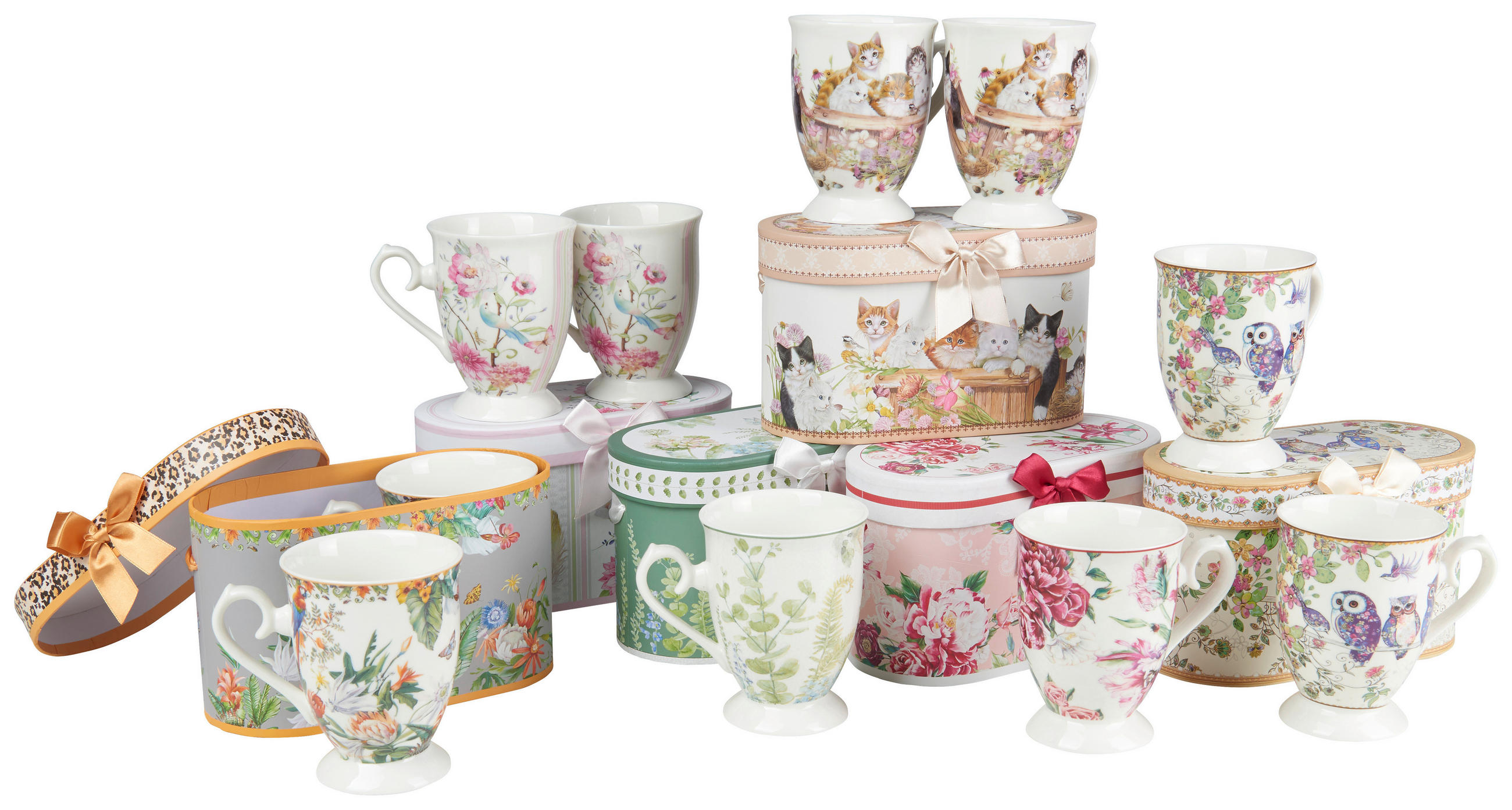 ŠÁLKA NA KÁVU nový kostný porcelán (new bone china)  - hnedá/modrá, Trend, kartón/papier (320ml)