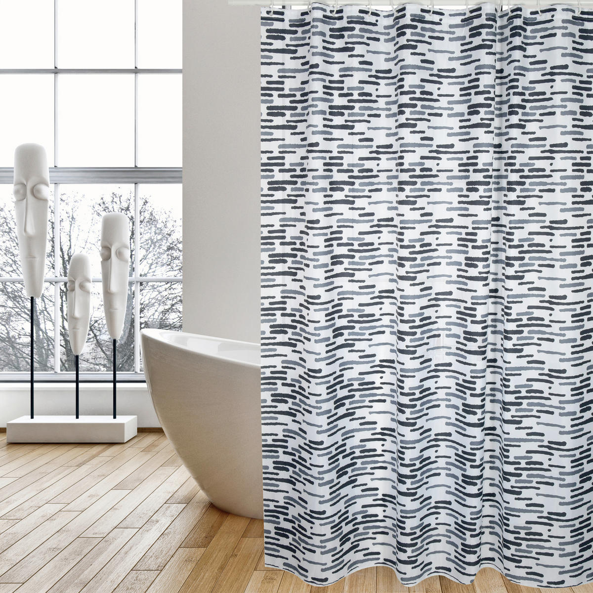 DUSCHVORHANG LOFT 180/200 cm  - Grau, Basics, Textil (180/200cm) - MSV
