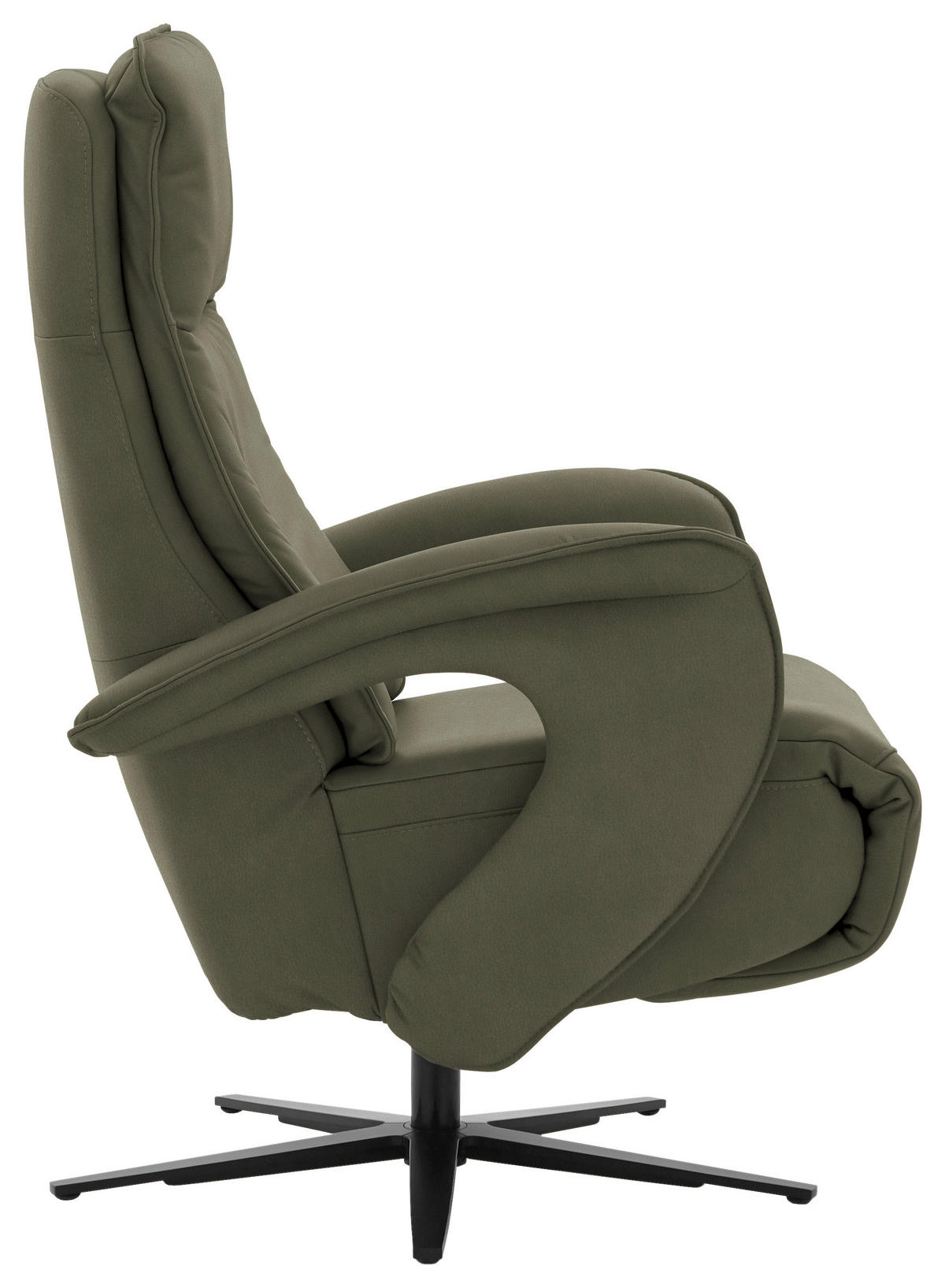 RELAXSESSEL in Leder Graugrün  - Schwarz/Graugrün, Design, Leder/Metall (77/110/87cm) - Valdera