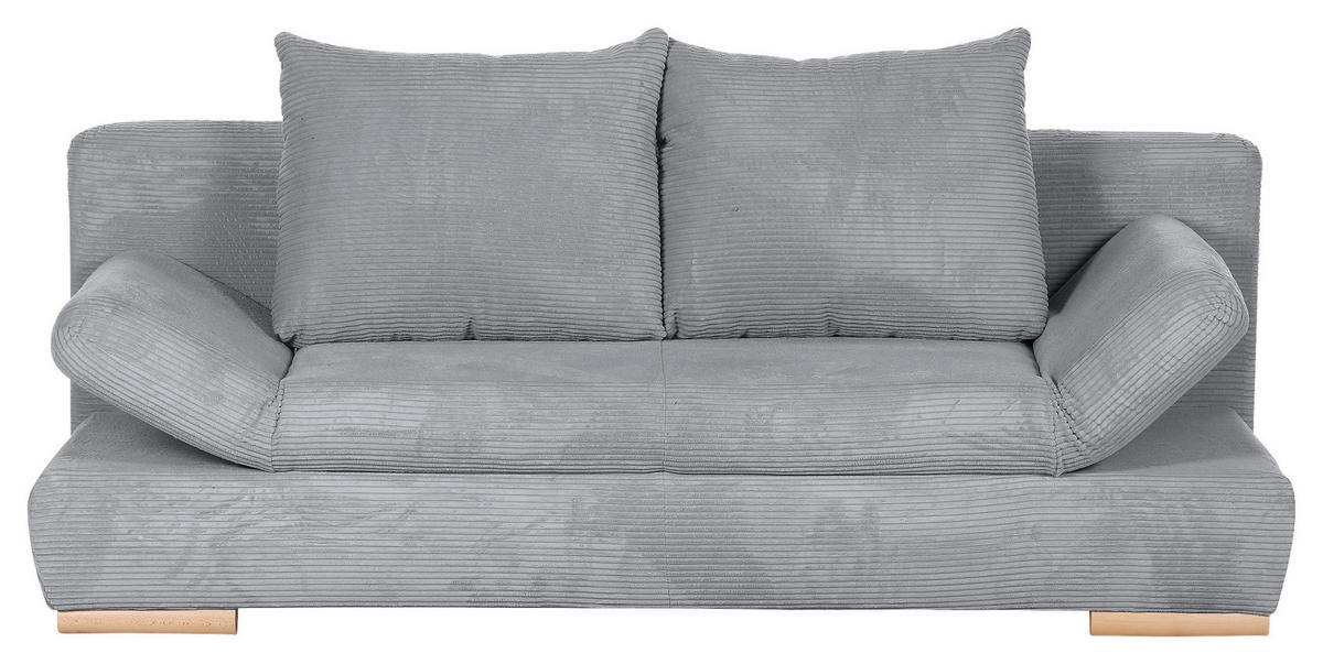 SCHLAFSOFA Cord Hellgrau  - Hellgrau/Naturfarben, KONVENTIONELL, Holz/Textil (200/75/92cm) - home24
