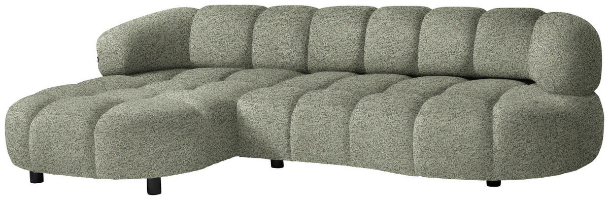 ECKSOFA Khaki Webstoff  - Khaki/Schwarz, Design, Holz/Textil (183/284cm) - Welnova