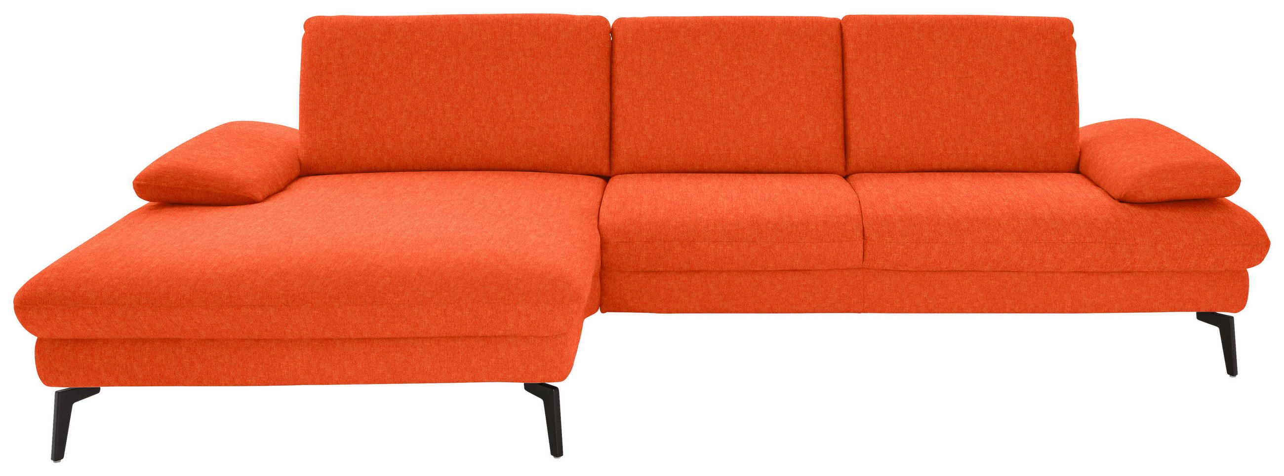 ECKSOFA in Chenille, Mikrofaser Orange  - Schwarz/Orange, Design, Textil/Metall (157/299cm) - Dieter Knoll