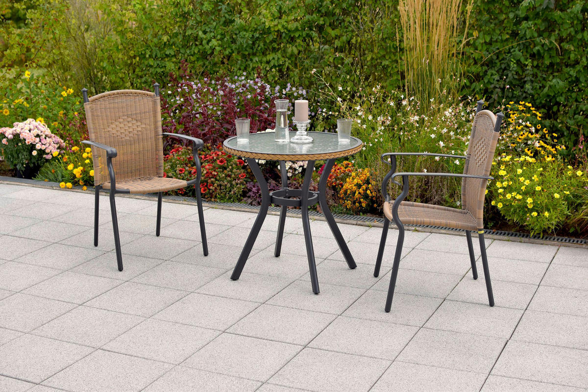 GARTENSET 3-teilig  - Graphitfarben/Naturfarben, MODERN, Kunststoff/Metall - Gardenson