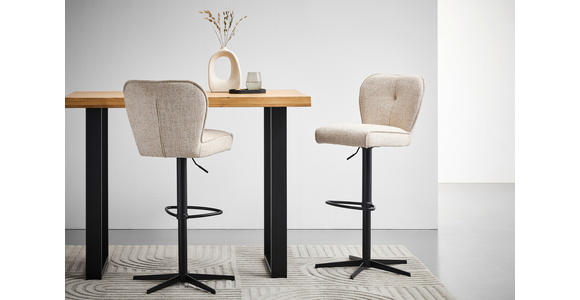 BARHOCKER Webstoff Schwarz, Beige Eisen Sitzfläche 360° drehbar - Beige/Schwarz, Design, Textil/Metall (44/117/58cm) - Novel