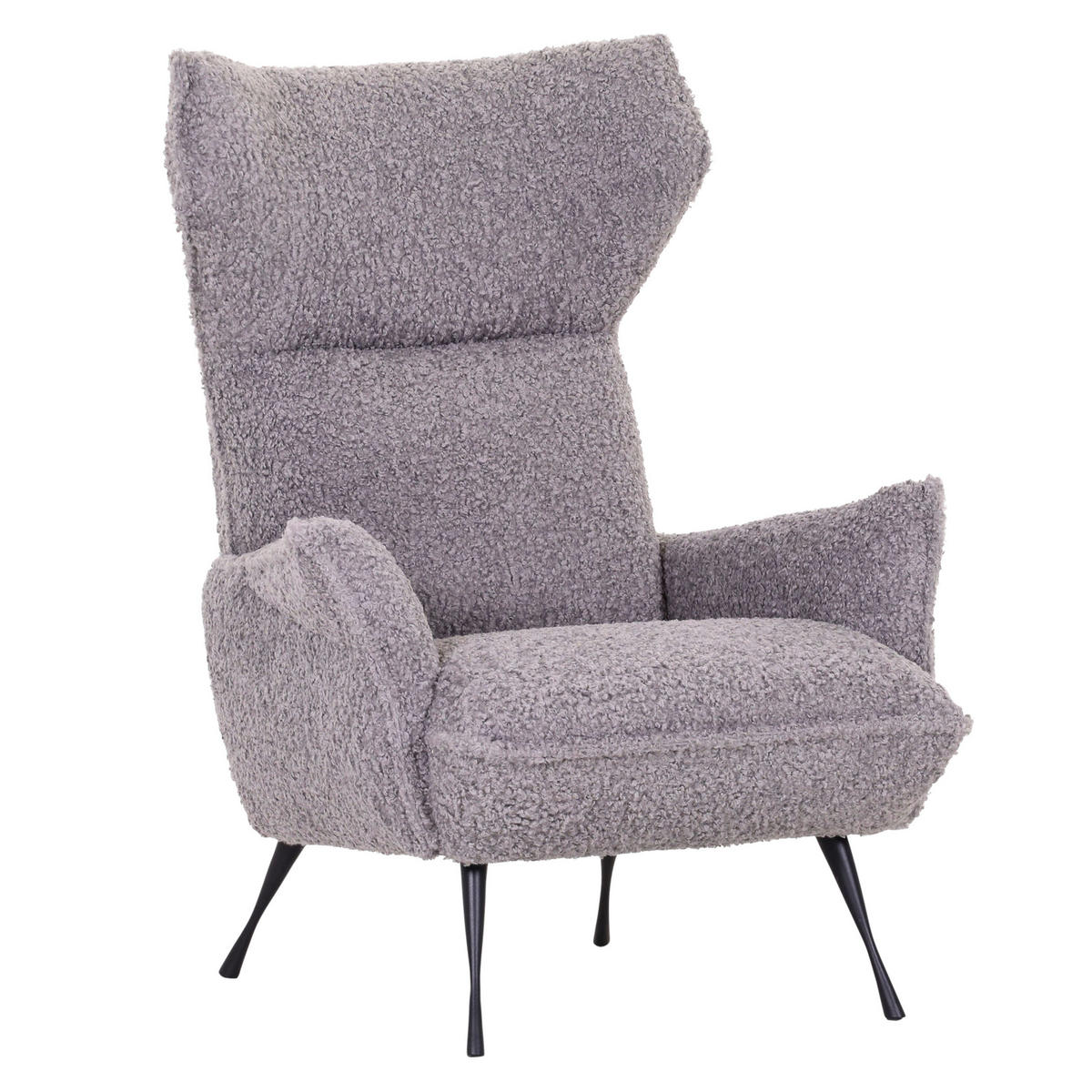 OHRENSESSEL Plüsch Grau  - Schwarz/Grau, Konventionell, Textil/Metall (83/110/92cm)