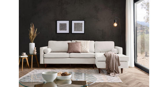 ECKSOFA in Cord Creme  - Eichefarben/Creme, MODERN, Holz/Textil (261/178cm) - Carryhome