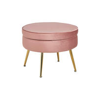 HOCKER Samt Rosa  - Goldfarben/Rosa, MODERN, Textil/Metall (52/41/52cm) - Livetastic