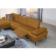 ECKSOFA in Echtleder Currygelb  - Currygelb/Schwarz, Design, Leder/Metall (157/325cm) - Dieter Knoll