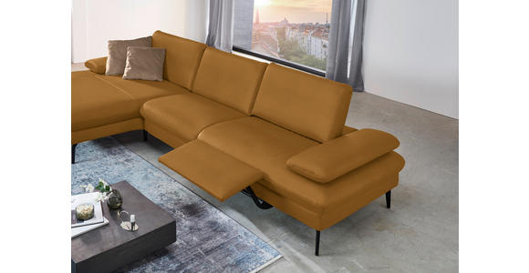 ECKSOFA in Echtleder Currygelb 157/325 cm - Currygelb/Schwarz, Design, Leder/Metall (157/325cm) - Dieter Knoll