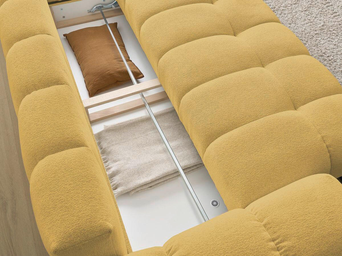 SCHLAFSOFA EVEREST  mit Armteil links, Armteil rechts Flachgewebe Gelb  - Gelb/Schwarz, MODERN, Kunststoff/Textil (278/115/90cm) - Livetastic