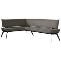 ECKBANK 165/195 cm Webstoff Schwarz, Dunkelgrau Buche massiv   - Dunkelgrau/Schwarz, Basics, Holz/Textil (165/195cm) - Carryhome