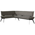 ECKBANK 165/195 cm Webstoff Schwarz, Dunkelgrau Buche massiv - Dunkelgrau/Schwarz, Basics, Holz/Textil (165/195cm) - Carryhome