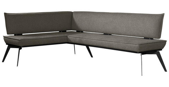 ECKBANK 165/195 cm Webstoff Schwarz, Dunkelgrau Buche massiv - Dunkelgrau/Schwarz, Basics, Holz/Textil (165/195cm) - Carryhome