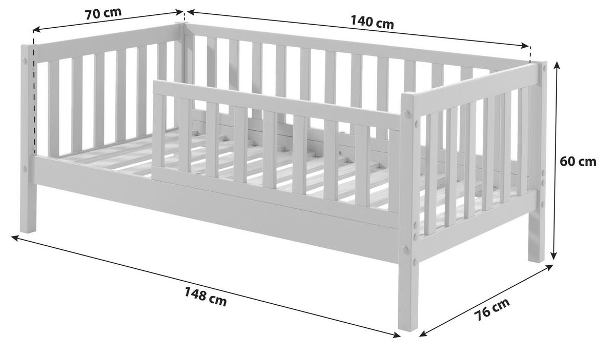 KINDER-/JUNIORBETT - Grau, MODERN, Holz (70/140cm) - MID.YOU