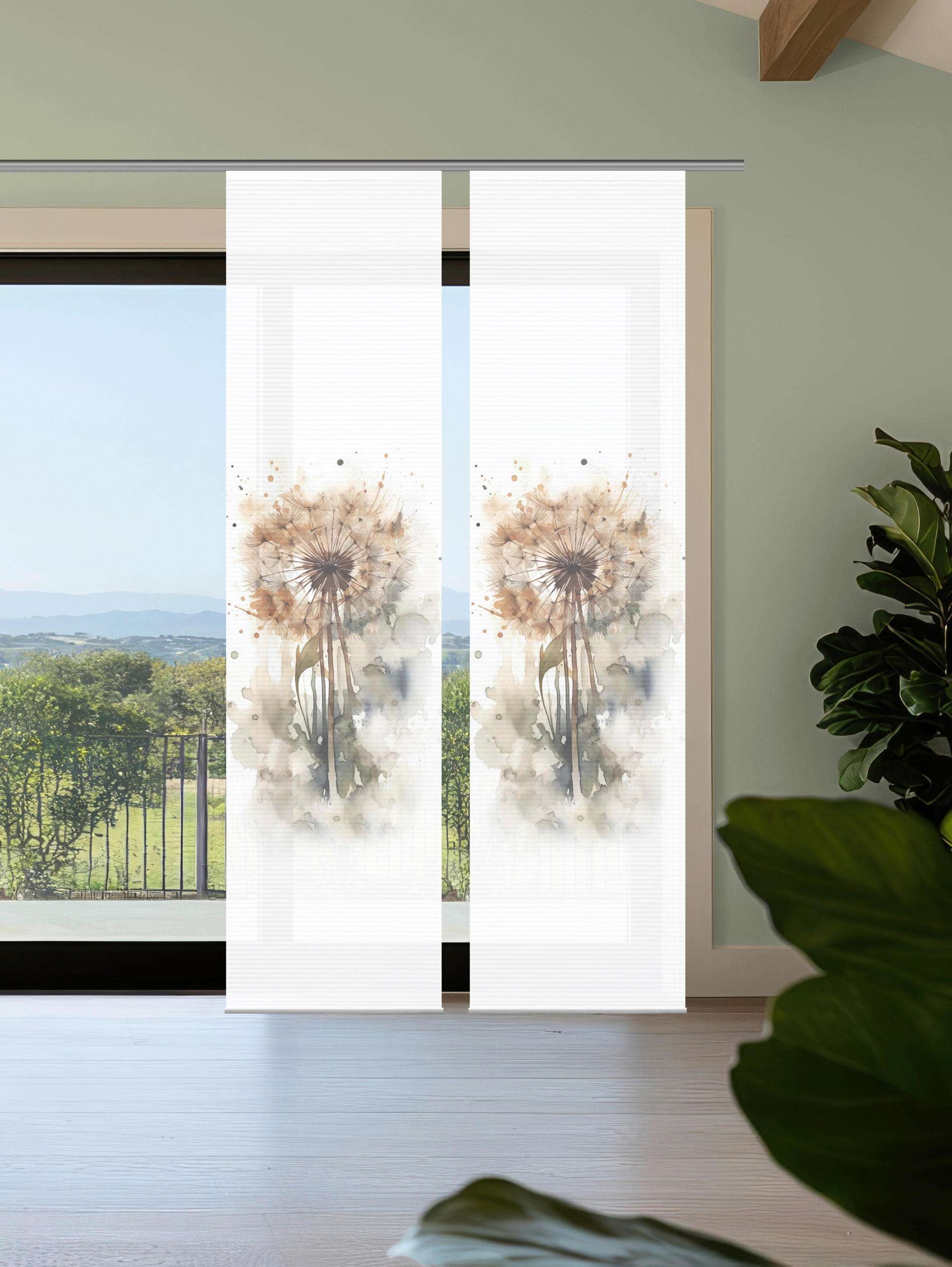 FLÄCHENVORHANG  2 Stück  halbtransparent  60/245 cm   - Hellgrau/Naturfarben, Natur, Textil (60/245cm)