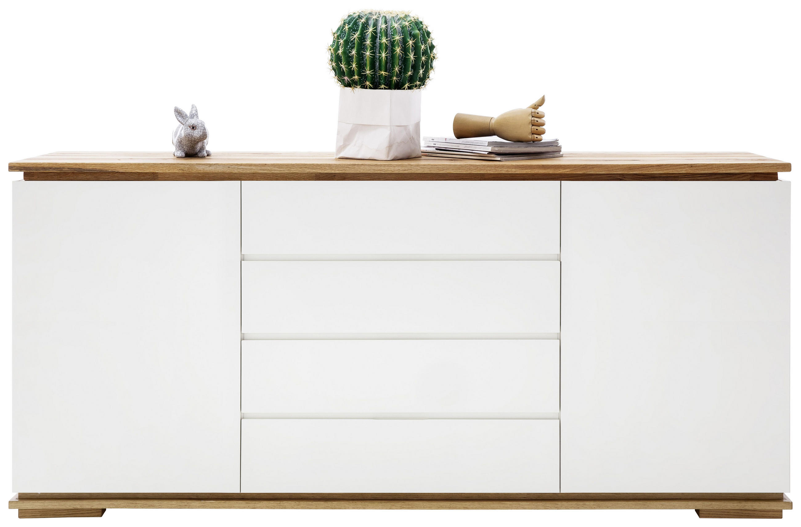 SIDEBOARD Asteiche, Eiche massiv Weiß, Eichefarben - Eichefarben/Weiß, Design, Holz/Holzwerkstoff (172/81/40cm)