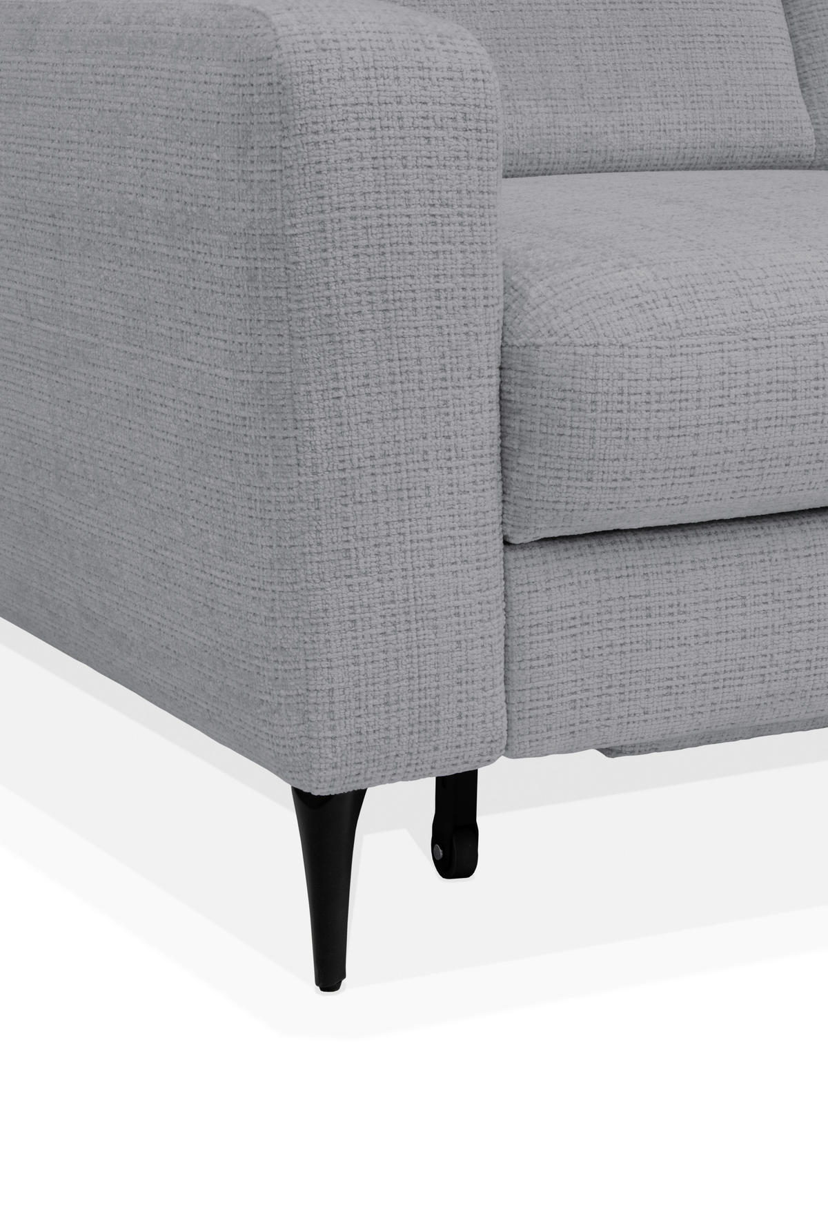 ECKSOFA FABIO Dunkelgrau Chenille Bettkasten, Kopfteilverstellung  - Dunkelgrau/Schwarz, Design, Textil/Metall (174/223cm) - Livetastic