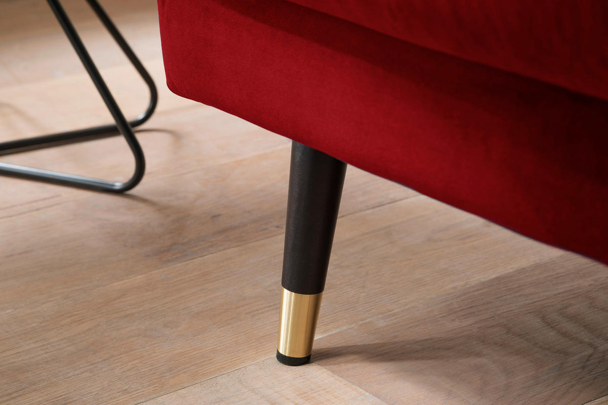 ECKSOFA Eckteil  ROSSANA-REC.2S Dunkelrot Samt  - Dunkelrot, MODERN, Holz/Textil (258/160cm) - MID.YOU