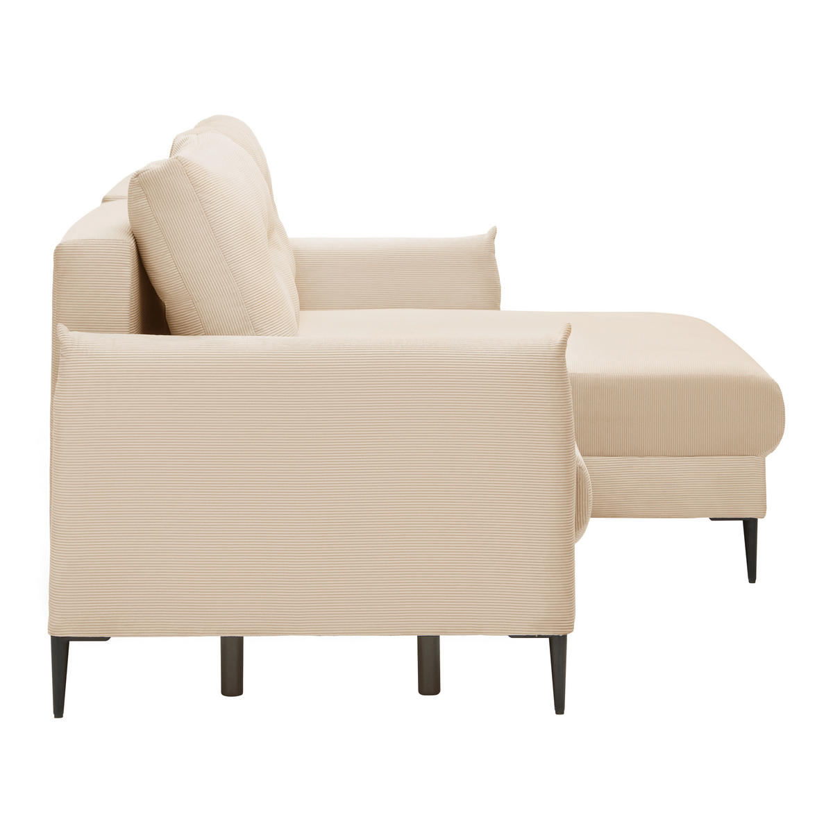 ECKSOFA Cord Beige  - Beige/Schwarz, Modern, Textil/Metall (221/142cm) - MID.YOU