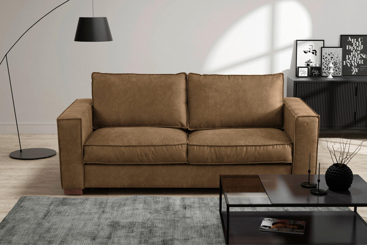 SCHLAFSOFA in Mikrofaser Braun  - Dunkelbraun/Braun, Design, Holz/Textil (203/85/99cm) - MID.YOU