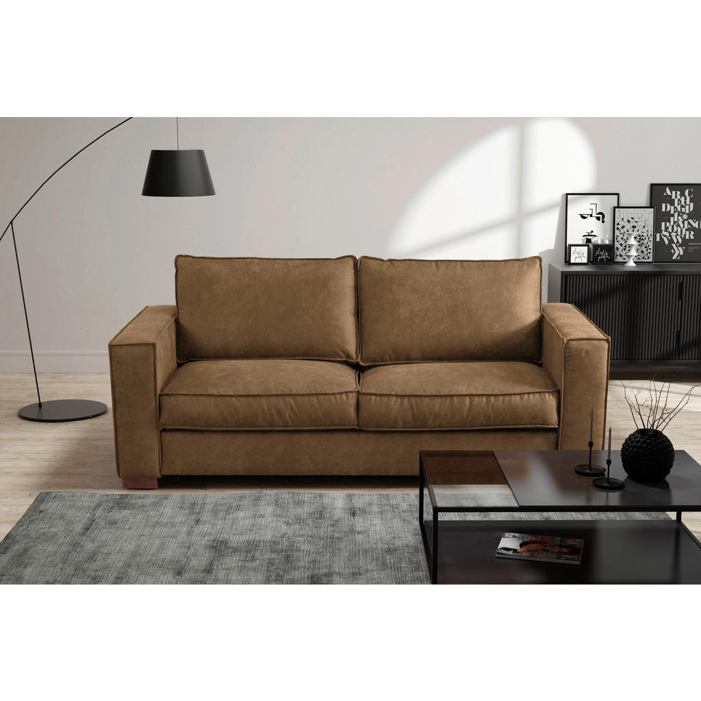 Thumbnail - Mid.you Schlafsofa, Braun, Textil, Buche, 3-Sitzer, 203x85x99 cm, Made in EU, Lederauswahl, Stoffauswahl, Bettfunktion e...