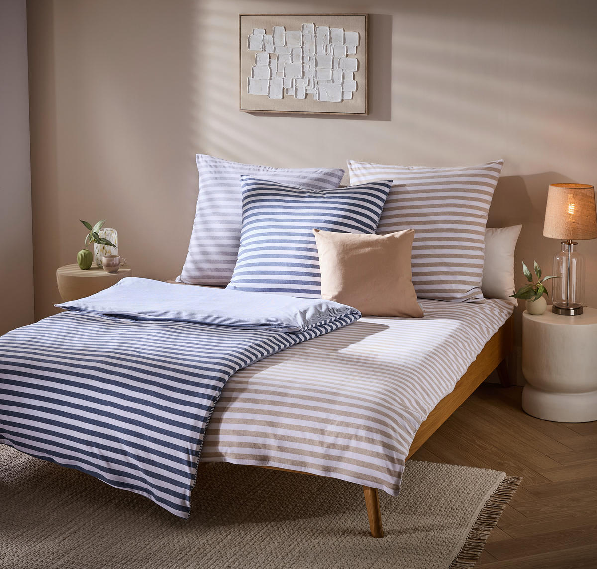 WENDEBETTWÄSCHE 2-teilig Jersey 135/200 cm  - Beige, KONVENTIONELL, Textil (135/200cm) - Bio:Vio