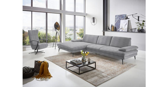 ECKSOFA in Chenille Hellgrau 180/310 cm - Hellgrau/Schwarz, Design, Textil/Metall (180/310cm) - Dieter Knoll