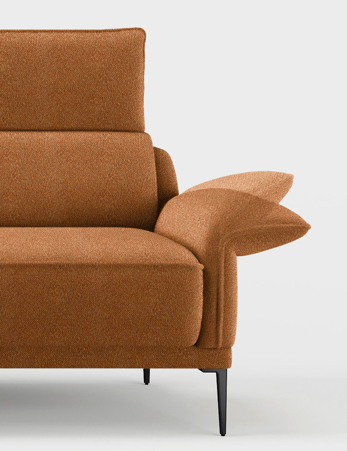 ECKSOFA in Bouclé Cognac  - Cognac/Schwarz, Modern, Textil/Metall (186/330cm) - Johann Jakob