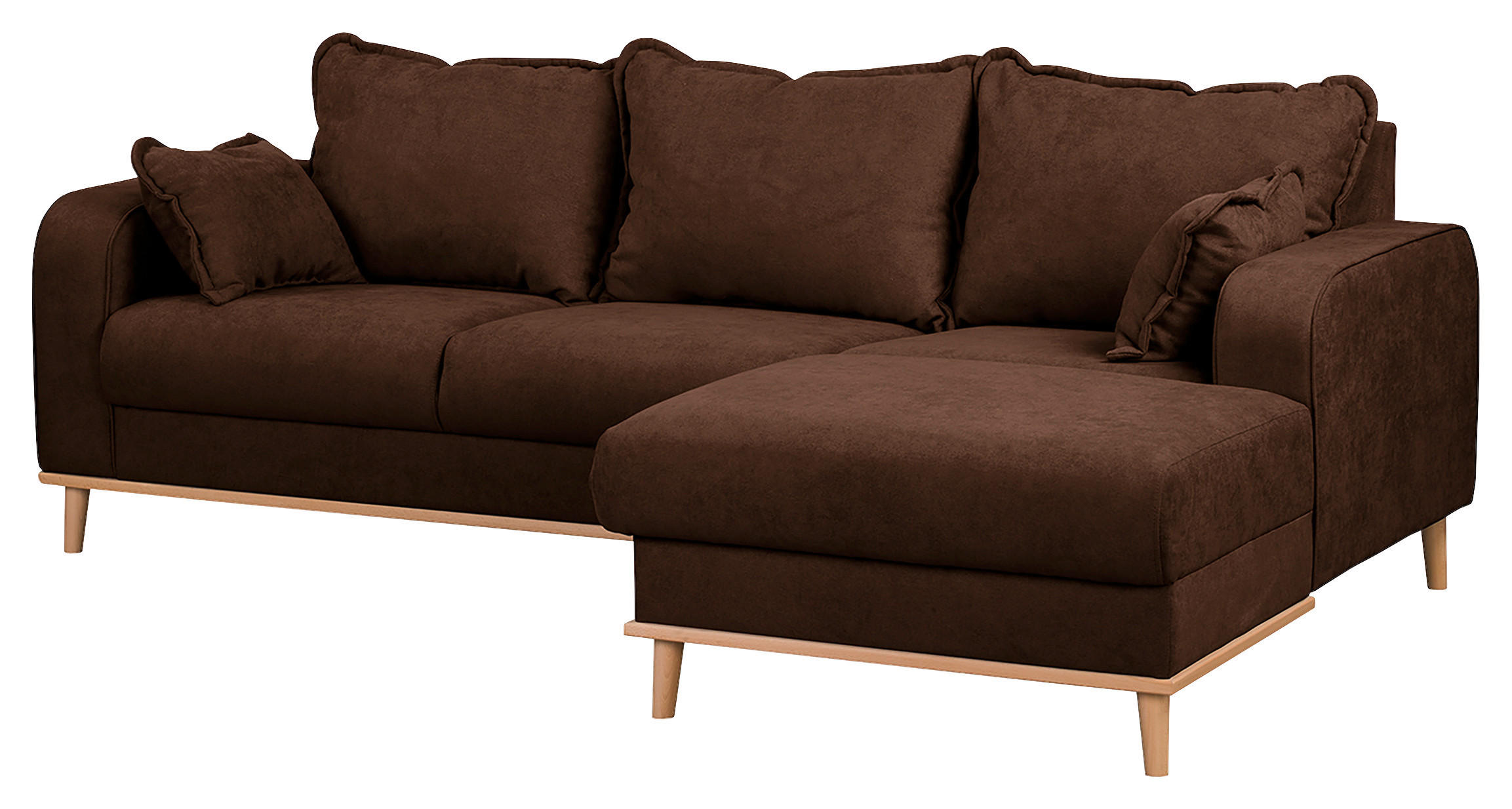 ECKSOFA in Mikrofaser Braun  - Wengefarben/Braun, Design, Holz/Textil (230/150cm) - Livetastic