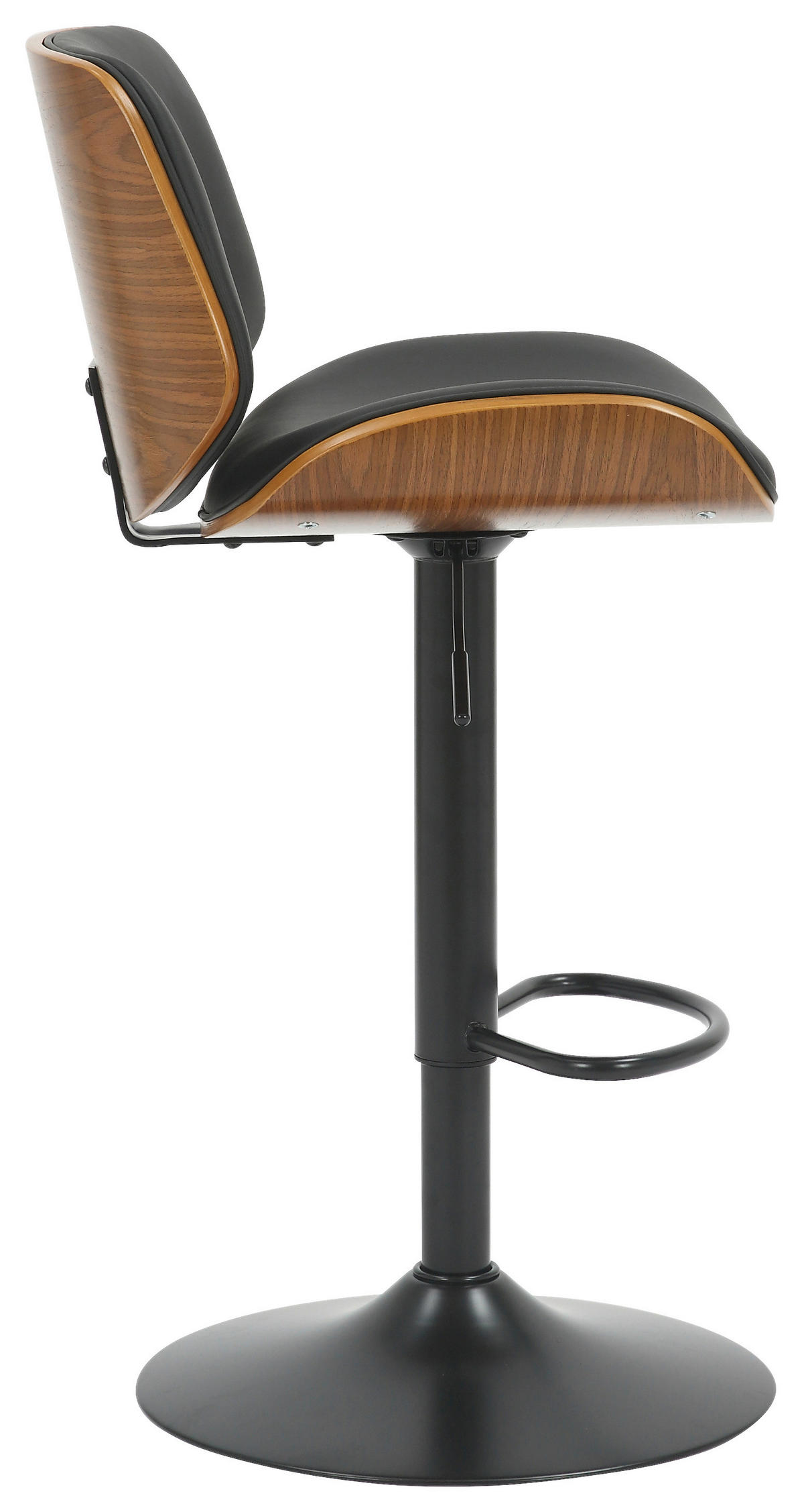 BARHOCKER in Holz, Metall, Textil Schwarz, Walnussfarben  - Walnussfarben/Schwarz, Design, Holz/Textil (47/87-108/50cm) - Stylife