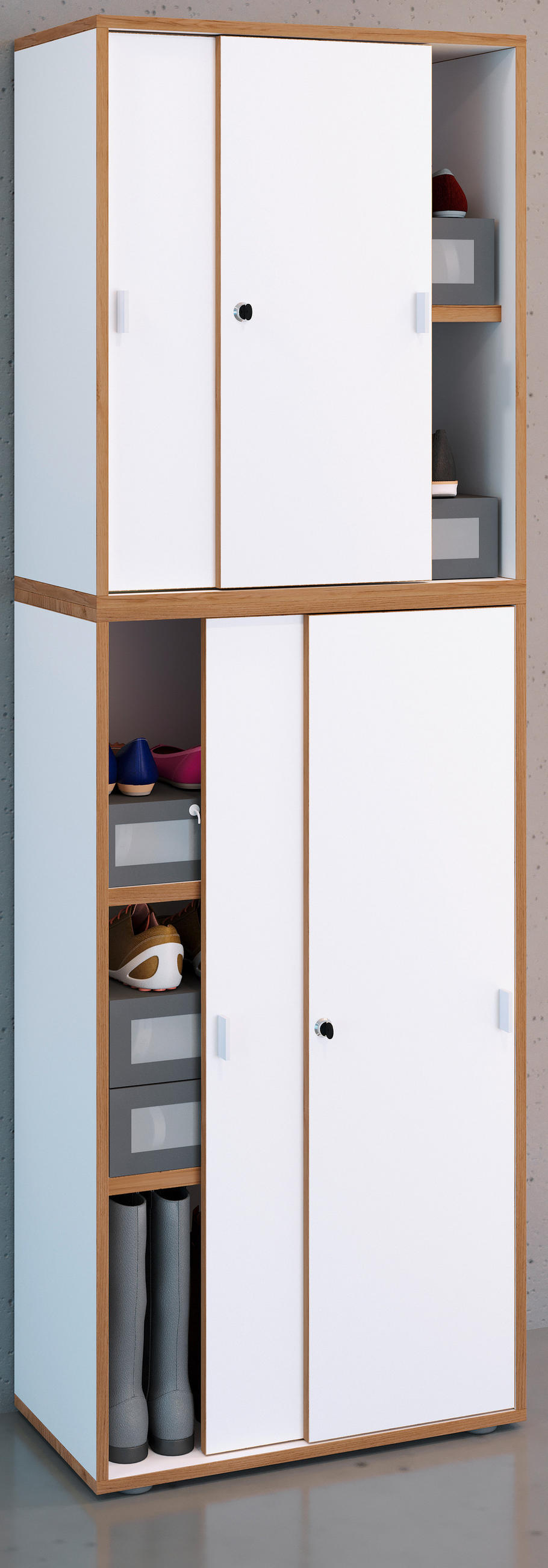 SCHUHSCHRANK  in 60/183/37 cm  - Honigeiche/Weiss, Design, Holzwerkstoff/Kunststoff (60/183/37cm) - MID.YOU