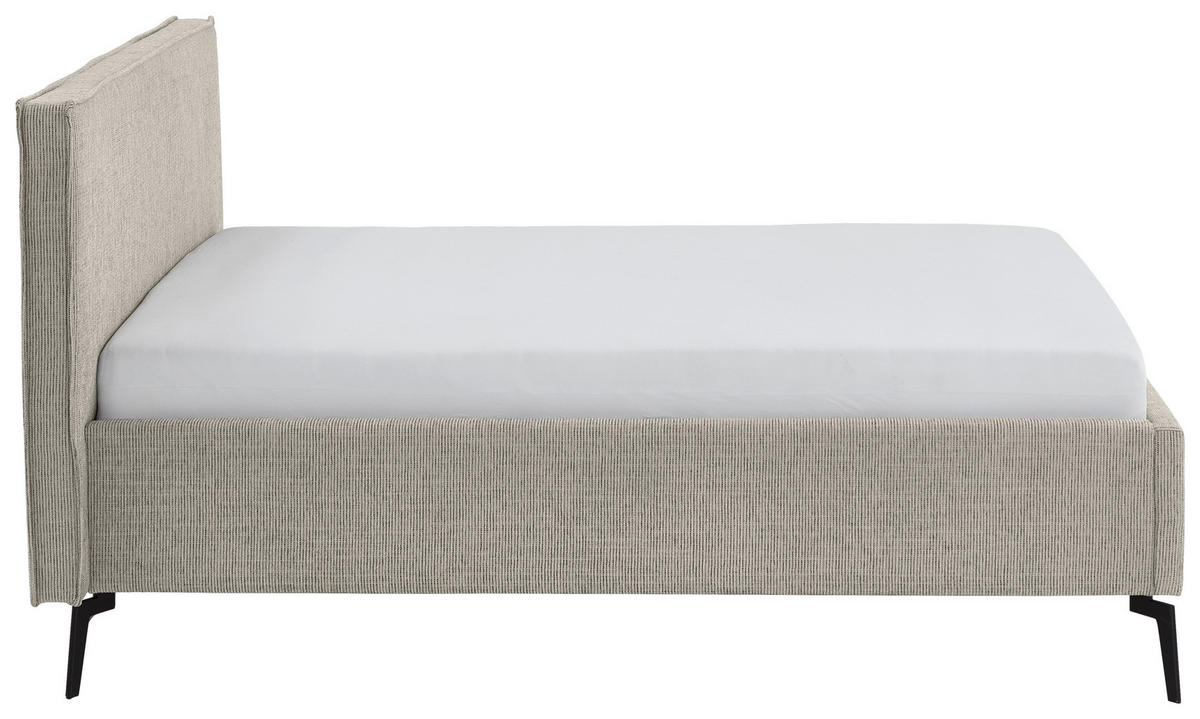 POLSTERBETT 140/200 cm  in Greige  - Greige/Birkefarben, Design, Holz/Textil (140/200cm) - home24