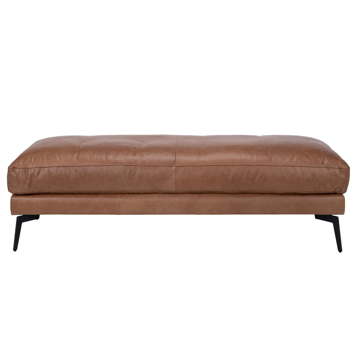 HOCKER Leder Braun  - Schwarz/Braun, Design, Leder/Metall (163/46/62cm) - Livetastic