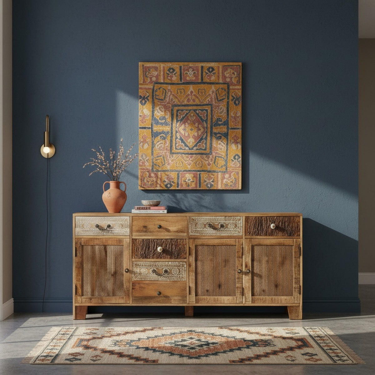 SIDEBOARD  180/80/44 cm 7 Schublade(n)  - Dunkelbraun/Messingfarben, Design, Keramik/Holz (180/80/44cm) - Landscape