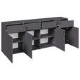 SIDEBOARD  200/79,6/39,8 cm 4 Schublade(n)  - Anthrazit/Schwarz, Design, Holzwerkstoff/Kunststoff (200/79,6/39,8cm) - Xora