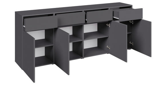 SIDEBOARD  200/79,6/39,8 cm 4 Schublade(n)  - Anthrazit/Schwarz, Design, Holzwerkstoff/Kunststoff (200/79,6/39,8cm) - Xora