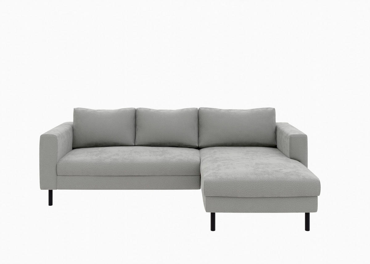 ECKSCHLAFSOFA  mit Rücken echt, Armteil links, Armteil rechts Struktur Schlammfarben  - Schlammfarben/Schwarz, MODERN, Textil/Metall (232/161cm) - Trendmanufaktur