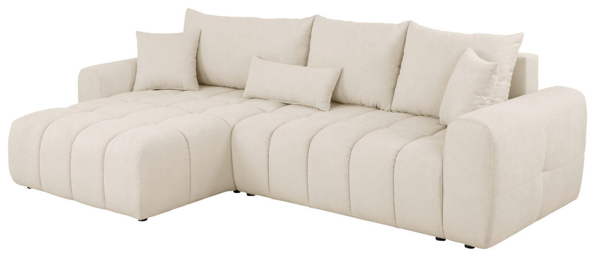 ECKSOFA in Velours Beige  168/298 cm  - Beige/Schwarz, KONVENTIONELL, Kunststoff/Textil (168/298cm) - Carryhome