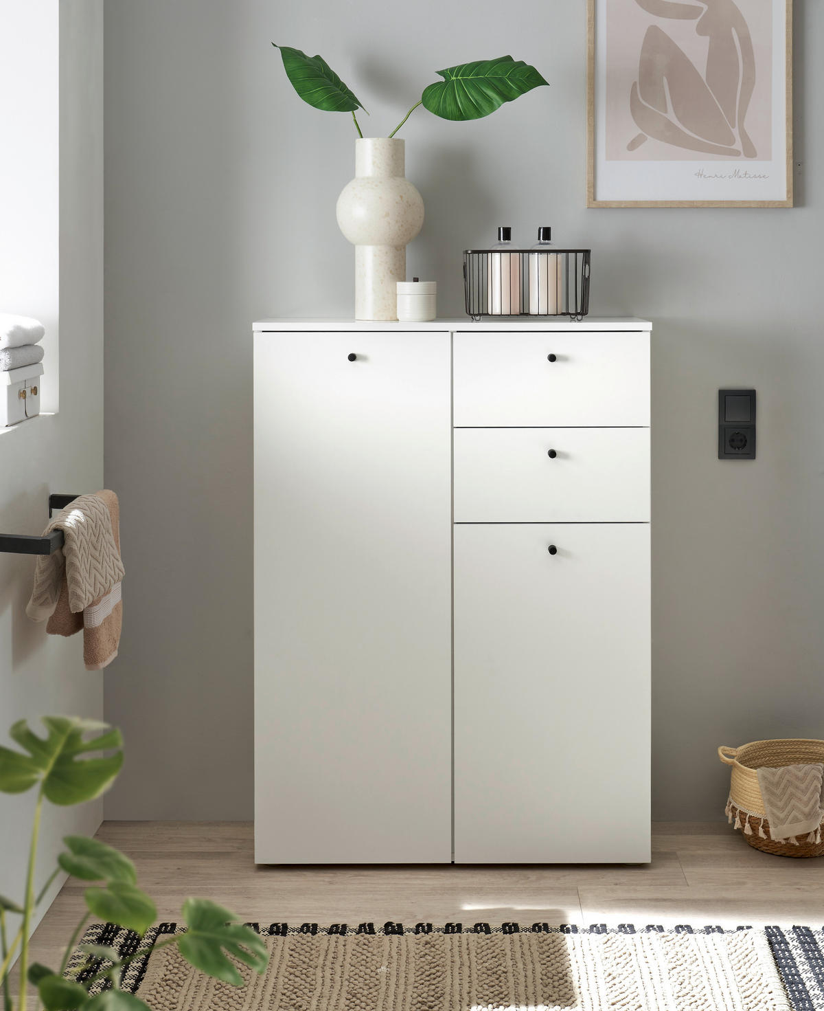 MIDISCHRANK 80/110/30 cm  - Weiss/Schwarz, Modern, Holzwerkstoff/Kunststoff (80/110/30cm) - MID.YOU